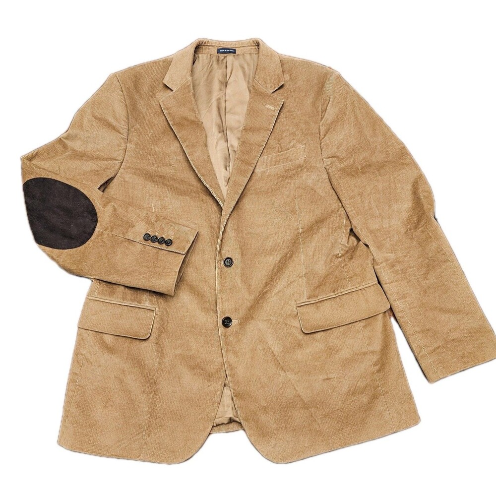 STAFFORD Mens Brown Cotton CORDUROY ELBOW PATCHES Sport Coat Blazer Jacket 42R